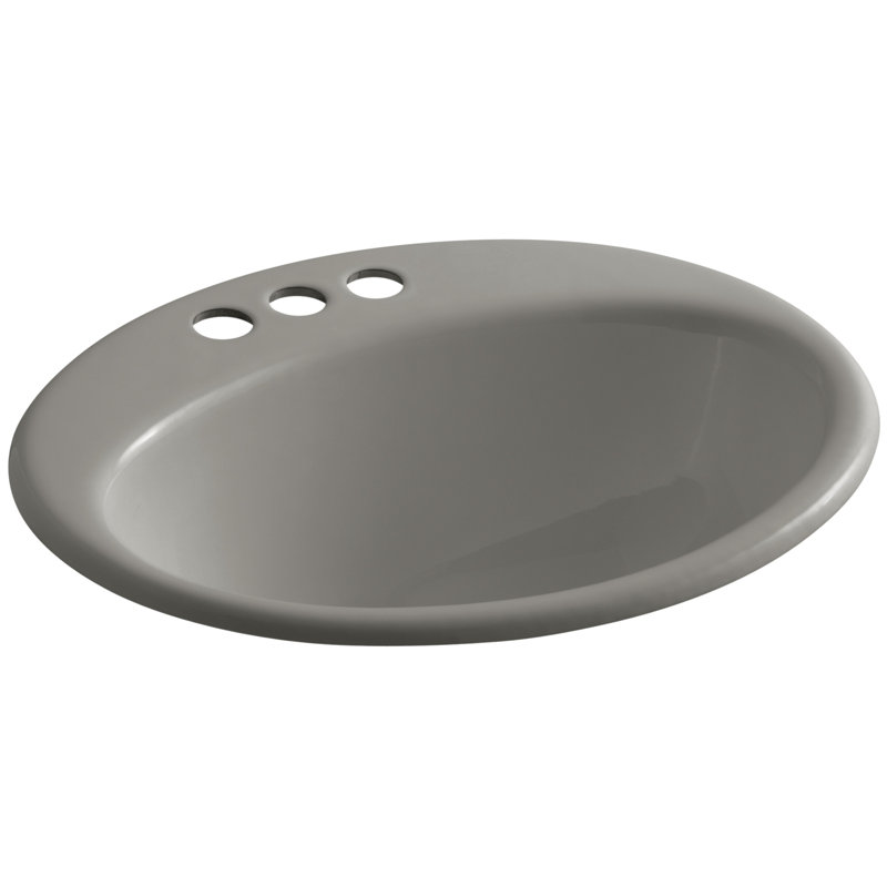 Farmington Metal Oval Drop-In Bathroom Sink with Overflow, Cashmere, 4" Center