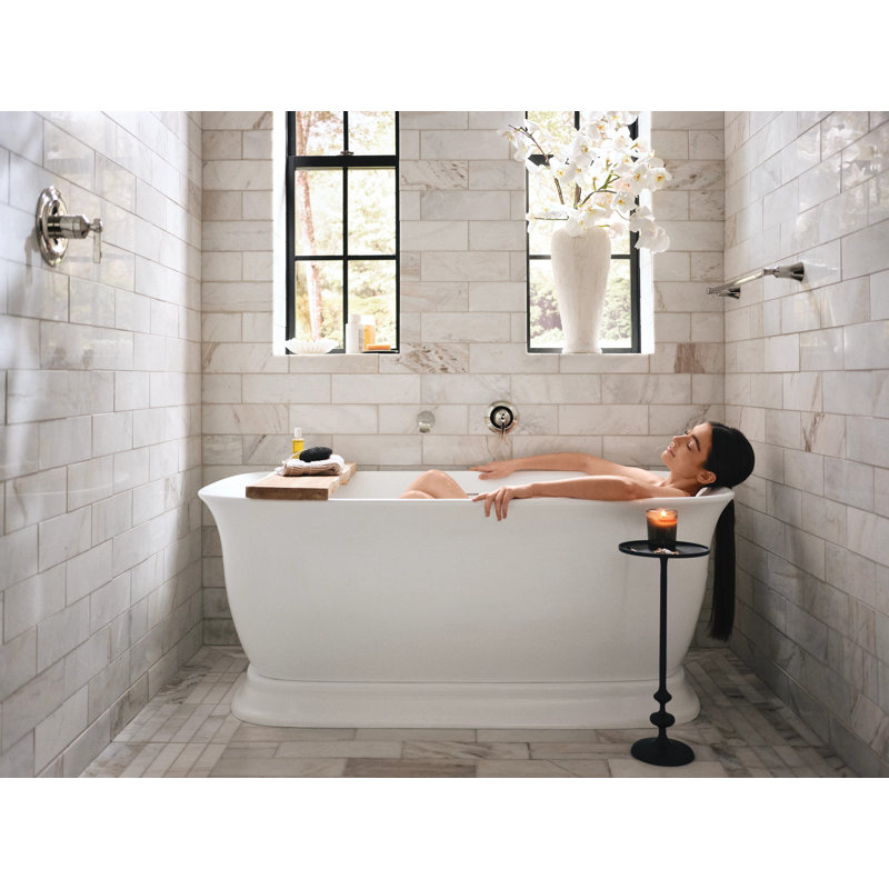 Flara Single Handle Wall Mount Tub Filler High Flow Tub Faucet With 10" Spout Reach, Brushed Nickel