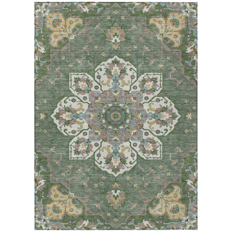 Machine Washable Indoor/Outdoor Huseby ACN2194 Global Rug