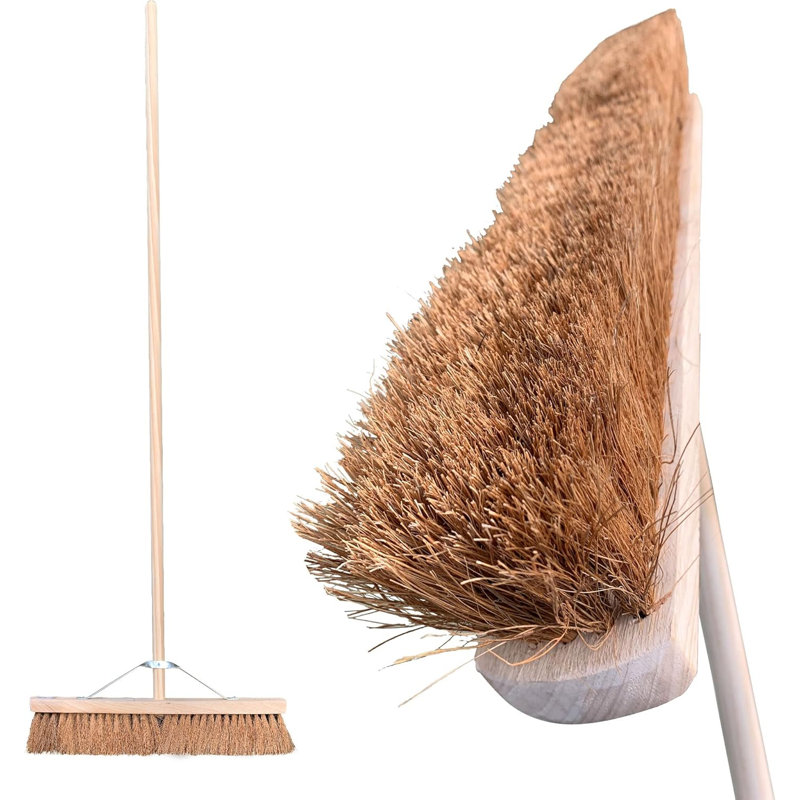 24" Wide Broom with Natural Coco Bristles and 120cm Long Handle