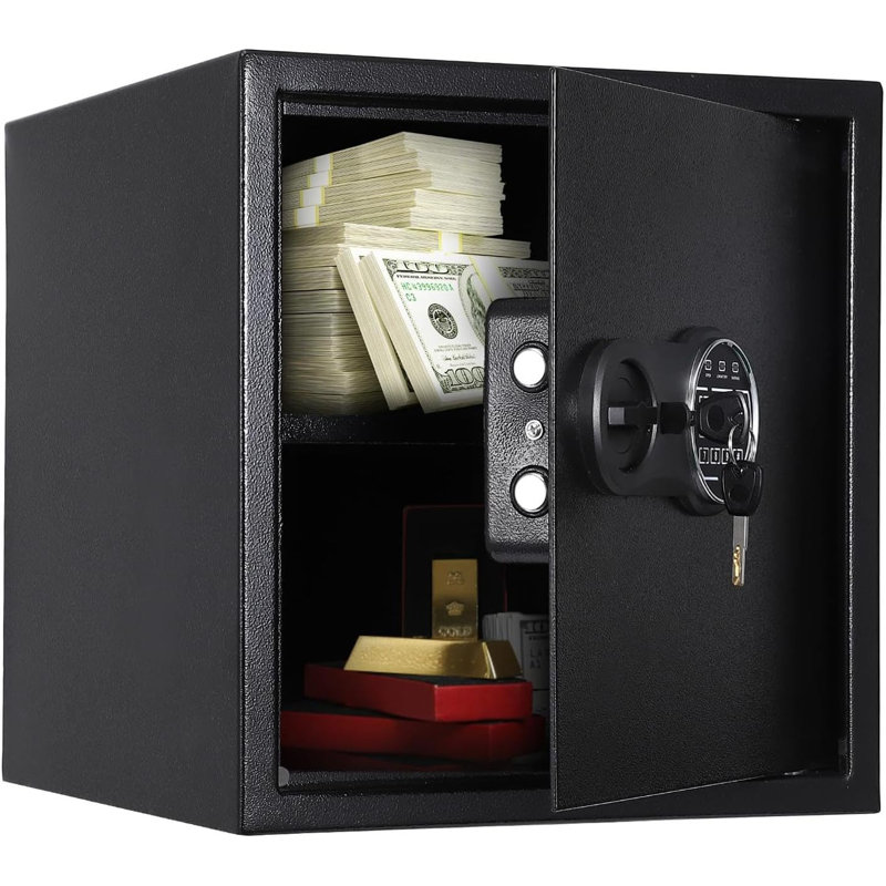 Digital Security Safe Box With Keypad Lock, 14.9" H x 14.9" W x 15.7" D
