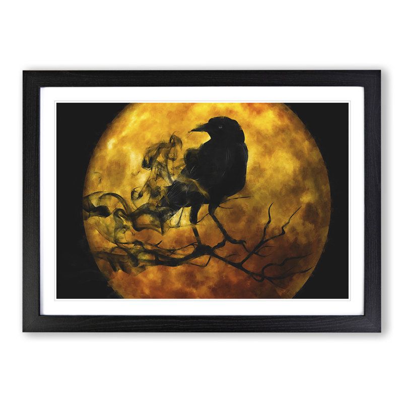 Raven Bird Vol.3 - Framed Print, 48cm H x 65cm W x 2cm D, Black Framed
