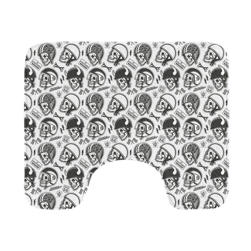  Black White Toilet Mat U-Shape Bathroom Rug 20" x 16" Charcoal Grey White