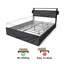 Lit plateforme double avec rangement et DEL - construction, poids de 86,62 lb, structure en métal stable avec ports de charge en noir et gris, largeur de 58,55 po,