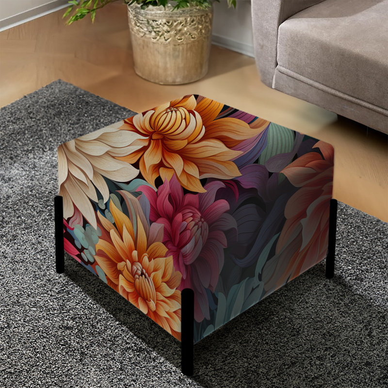 Vibrant Garden Dive Motif floral - repose-pieds carré floral
