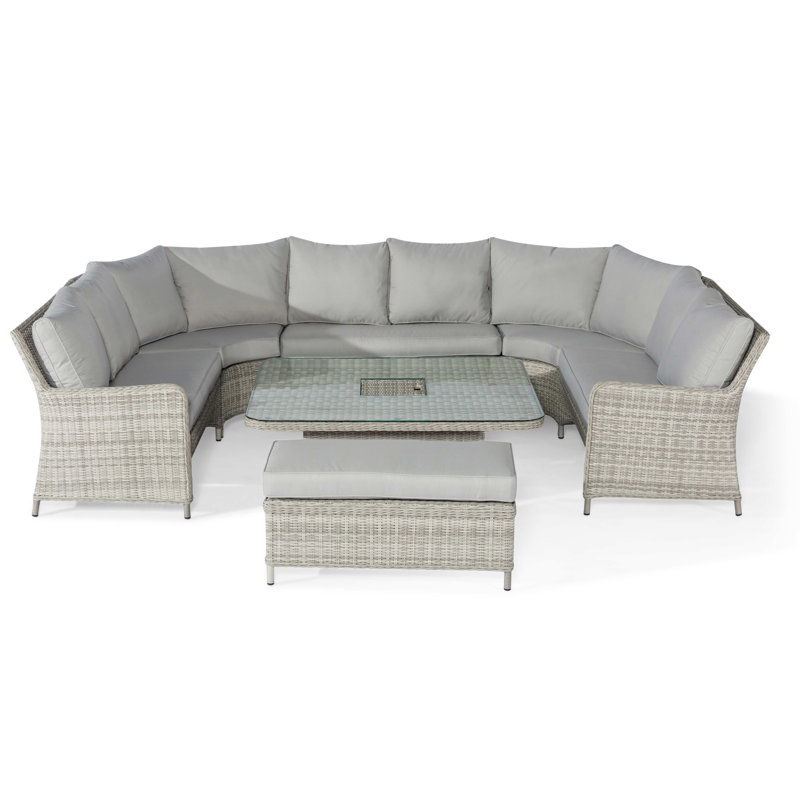 Balcom U Shaped Rattan Sofa Set with Table