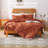 Solayne Boho Tufted Duvet Cover Set – Textured Geometric Pattern, Pumpkin Color, Corner Ties & Zipper Closure-111549003-111549005