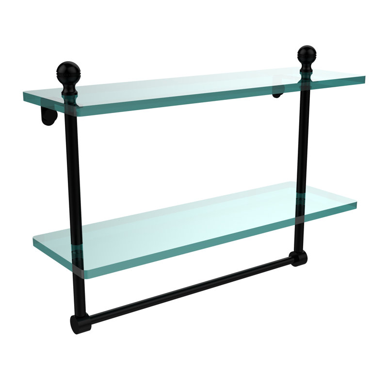 Morosini 2 Piece Tiered Shelf with Towel Bar, Matte Black, 12"H x 16"W x 5"D