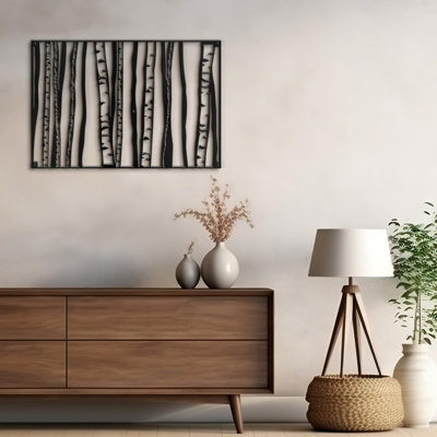 Birch Forest Trunk Silhouette Wall Decor Modern Abstract Wall Accent Sculpture Hanging Decoration Metal Wall Decor