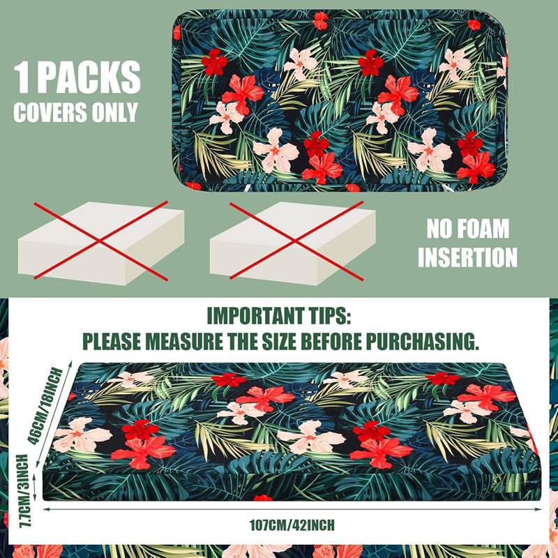 Bench Cushion Cover, No Insert, Palms Cus...
