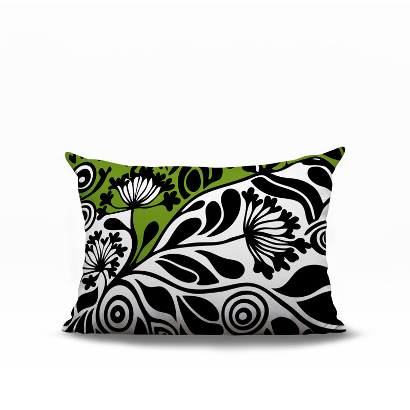 Oreiller rectangulaire réversible intérieur / extérieur Gina, Chartreuse, Rectangle H 18 po x l 25 po