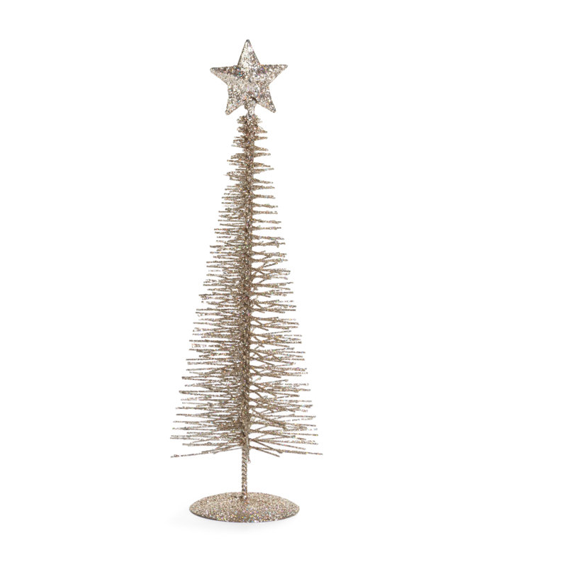 Christmas Tabletop Decoration Tree, Champagne, 12" H x 4" W x 4" D