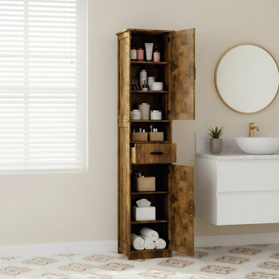 69" Tall Bathroom Storage Cabinet with Barn Doors and Drawer