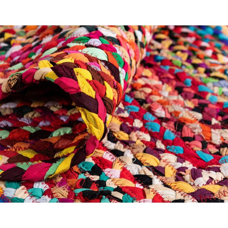 Cotton Southwestern Indoor Rug, Round 5'