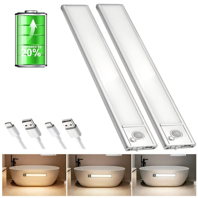 12 Inch 2pcs Wireless Led Dimmable Ultra Thin Motion Sensor Under Cabinet Light