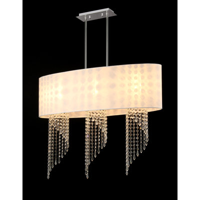 Luminaire suspendu linéaire pour îlot de cuisine 3 lumières avec accents de cristal Jo