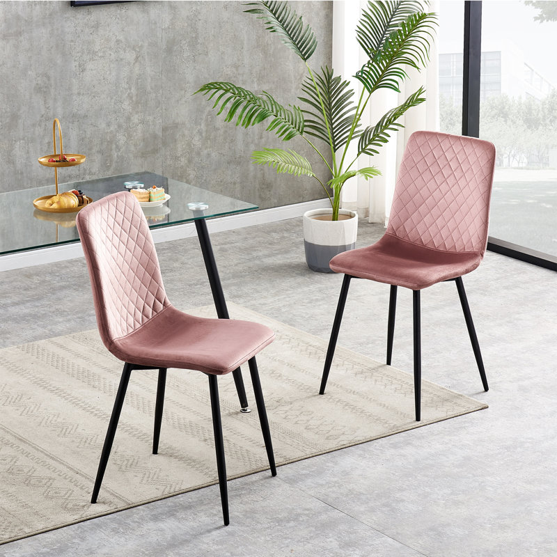 Upholstered Dining Chair, Pink, 2