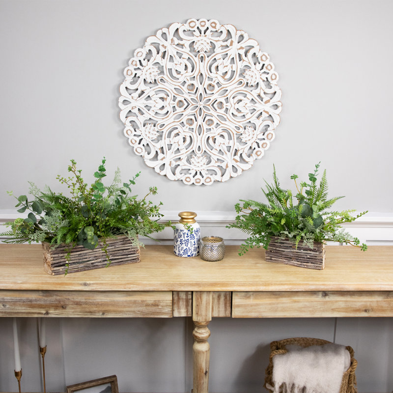 Wooden Log And Twig Flower Box Planters - 11.75" - Set Of 2