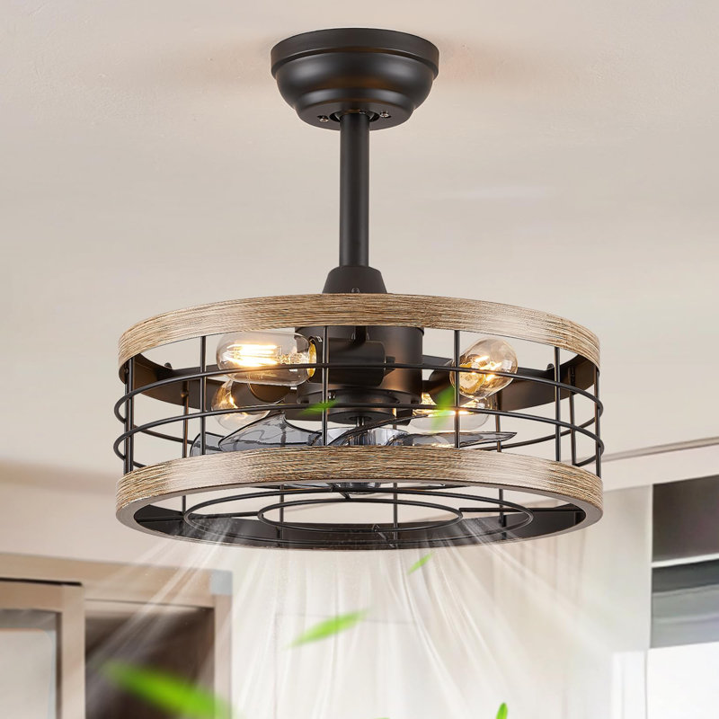 Ventilateurs de plafond 16,5 pouces avec lumières et télécommande Fandelier, 16,5 po de largeur, Naturel