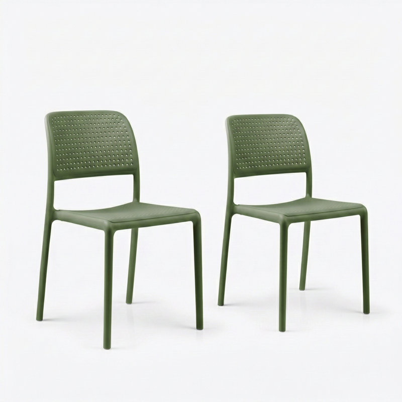 Dululu Stacking Patio Dining Side Chair, Green