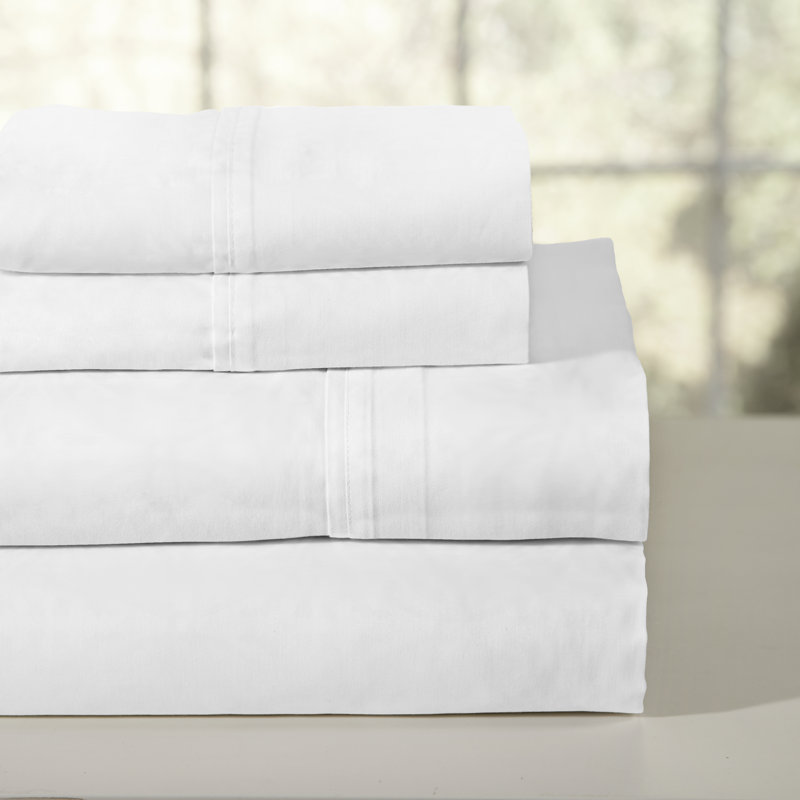 Ensemble de draps 100% coton Pointehaven, White, Twin XL Sheet Set 