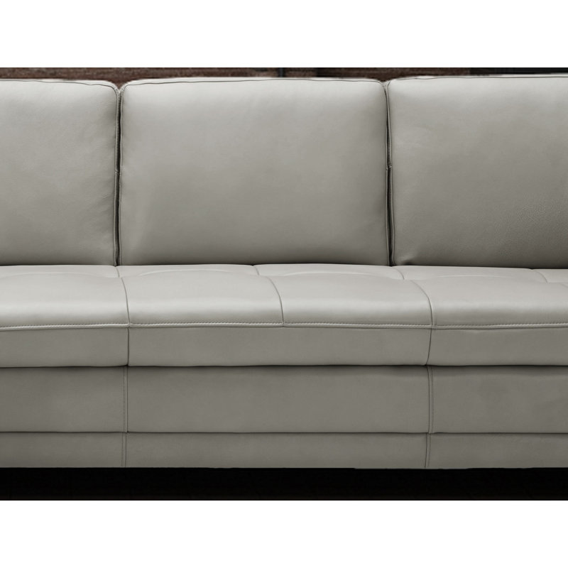 Canapé modulaire en cuir 2 pièces Nottingham, Cuir véritable gris