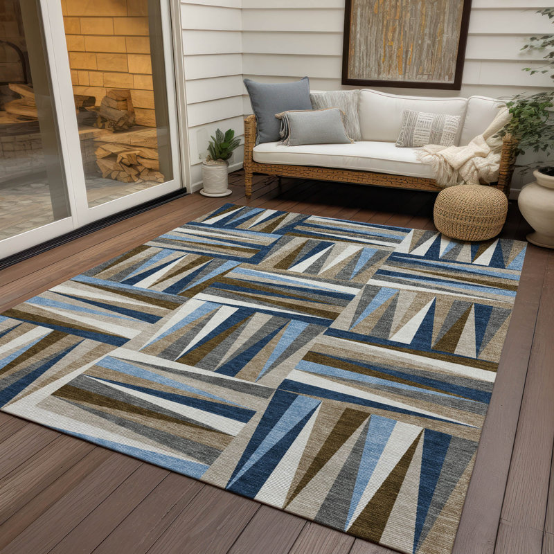 Tapis intérieur / extérieur bleu marine Azura , 8' x 10'