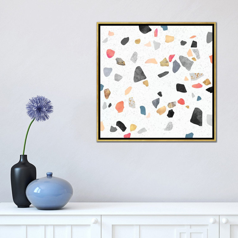 « Terrazzo Treasure » par Elisabeth Fredriksson-impression d’art graphique, H 18 po x l 18 po x P 1,5 po, Toile encadrée d'or