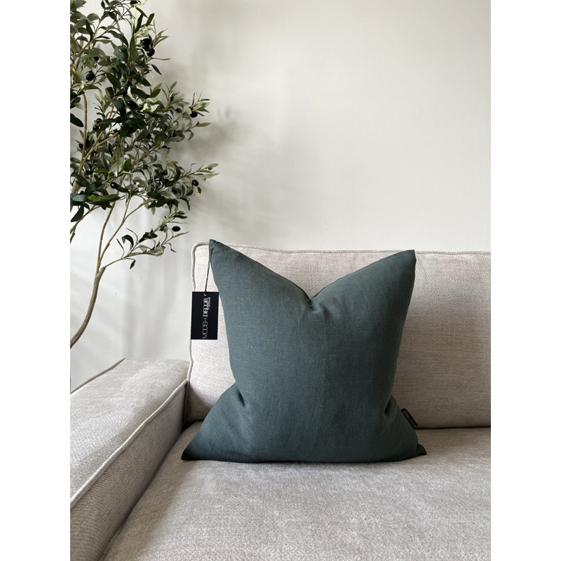 Housse de coussin en lin, H 24 po x l 24 po, Lagon