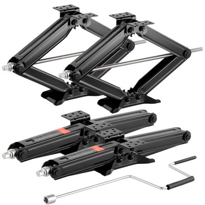6500 lbs RV Scissor Jacks, 4-23.4 in RV Stabilizer Leveling Scissor Jacks,Heavy Duty Stabilizer Jack with Crank Handle, Socket and Bubble Levels, Not Easily Bent or Deformed