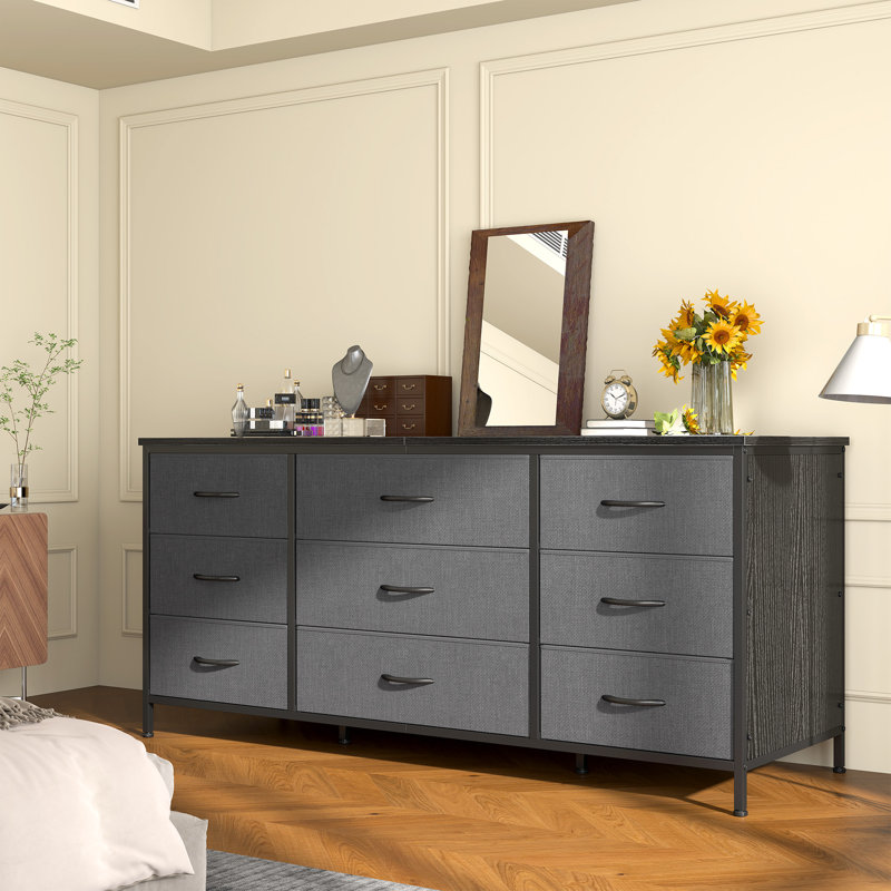 Meuble télé pour commode pour la chambre à coucher, commode longue, commode pour chambre à coucher de 47,2 po Bouchette, Gris
