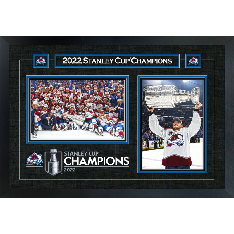 Collage de la coupe Stanley encadré par Avalanche 16 x 24 2022 de Cale Makar