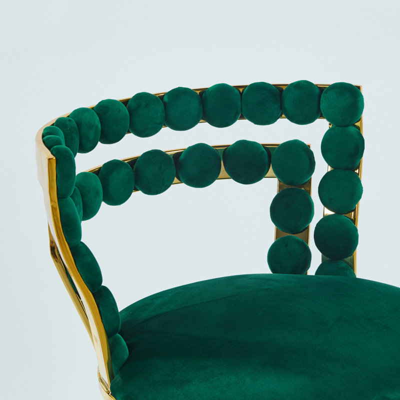 Wardat Set of 2 Bar Chair with Golden Iron Tube Legs, Green