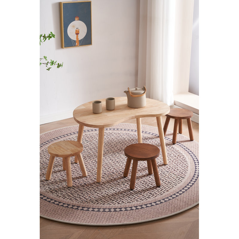 Solid Wood Accent Stool, Natural Wood