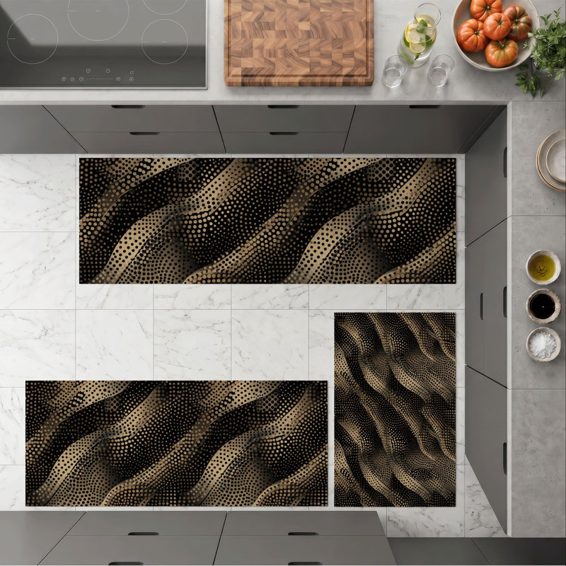 Wave Dot Non-Slip Washable Kitchen Mats