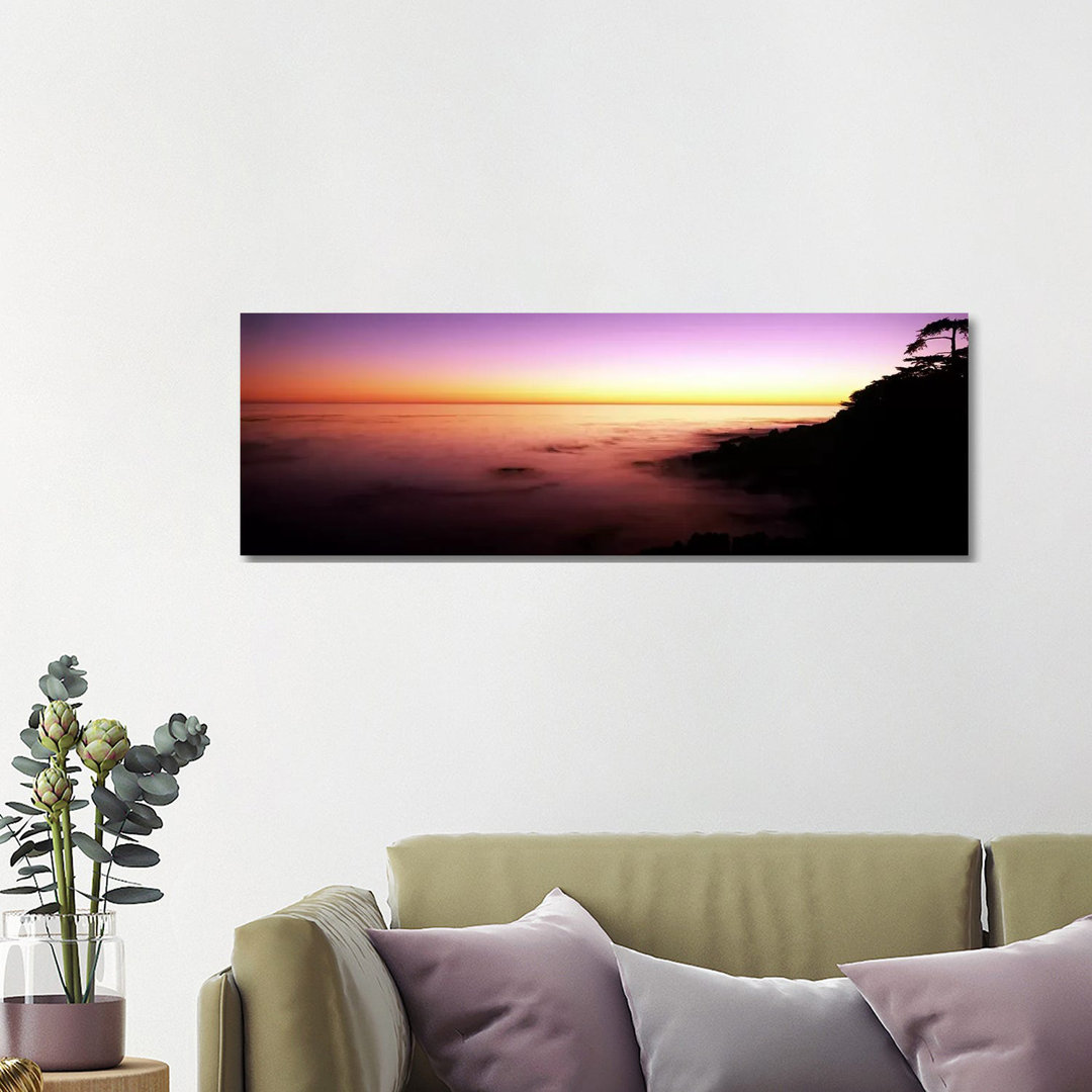 Sea At Sunset, Point Lobos State Reserve, Carmel, Monterey County, California, USA - Wrapped Canvas Panoramic Print