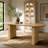 70.8" W Natural Solid Oak Dining Table with Fluted Pedestals