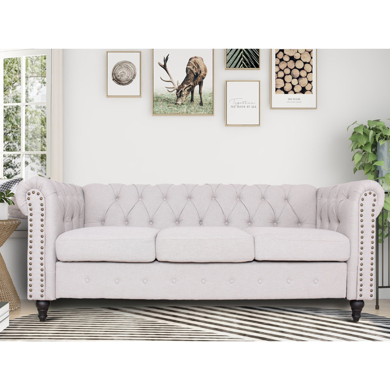 Canapé Strock Arm, Mélange de lin gris clair