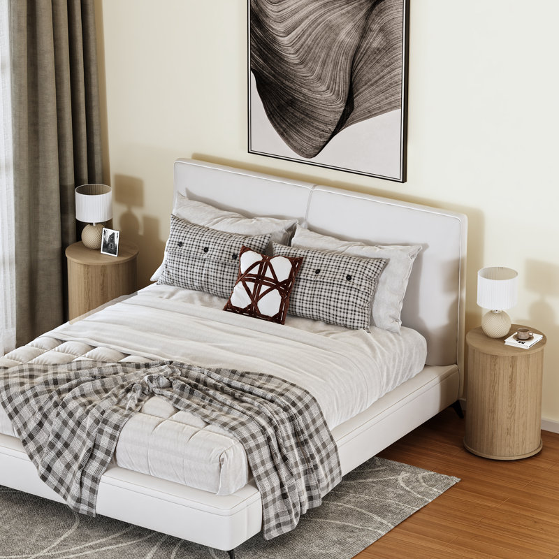 Aurel Buchheit Modern Round Pedestal Accent End Table Set Of 2, Oslo Oak