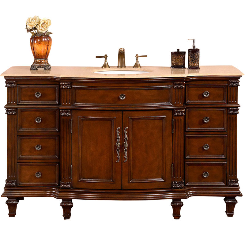 Ensemble de meuble-lavabo simple 60 po Albieris, Travertin