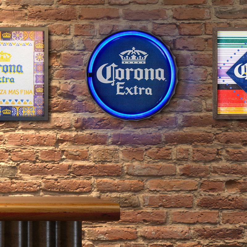 Trinx Corona Extra Beer LED Neon Light Sign Wall Decor - 12" x 12" x 1.5"