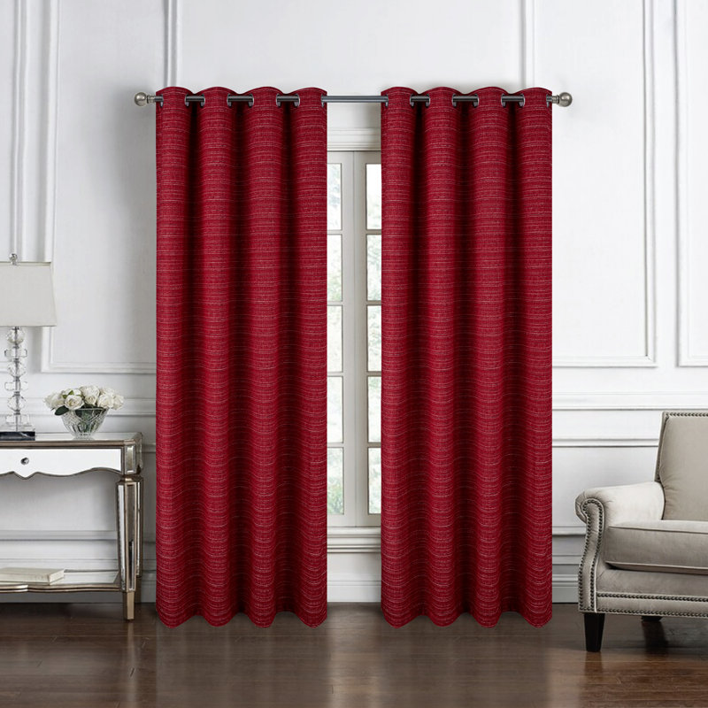 Kensington Textured Woven Privacy Window Curtain, Red, 54" W x 84" L