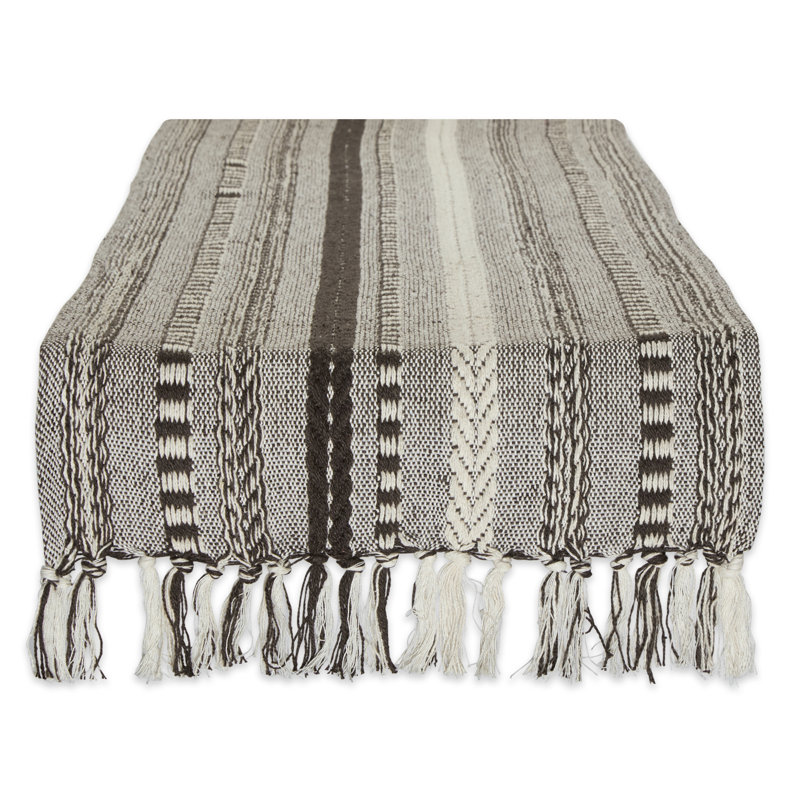 Elco Striped Table Runner, Dark Brown, 72'' x 72''