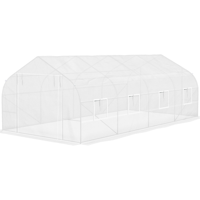 Outsunny Walk-In Tunnel Greenhouse With Zippered Mesh Door & 8 Mesh Windows, Gardening Plant Hot House With Galvanized Steel Hoops