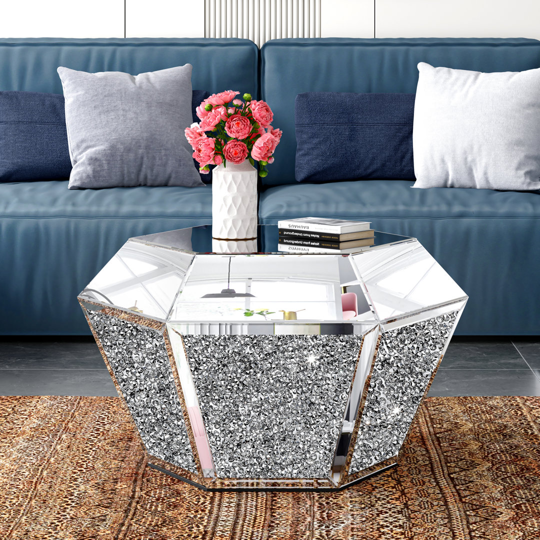 Amla Mirrored Diamond Coffee Table Everly Quinn
