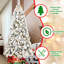 Arbre de Noël 7,5 pi floqué avec 500 lumières blanc chaud, 1252 pointes réalistes, branches enneigées et à aiguilles dures, structure à charnières pour une installation rapide, support en métal robuste pour les fêtes, plein
