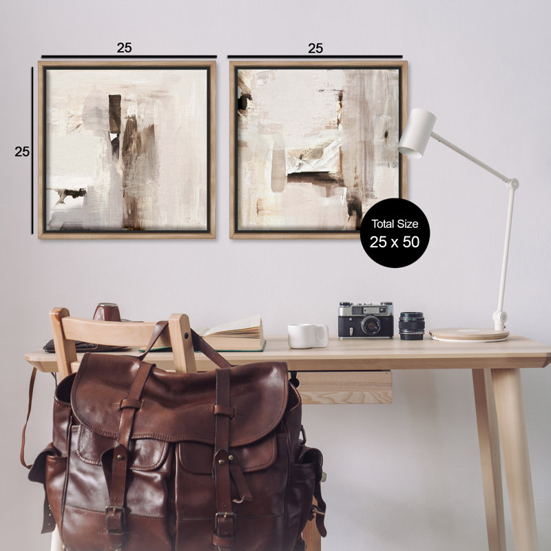  «Neutral Forms on Beige», ensemble de 2 toiles flottantes encadrées par Susan Jill, H 25 po x l 25 po