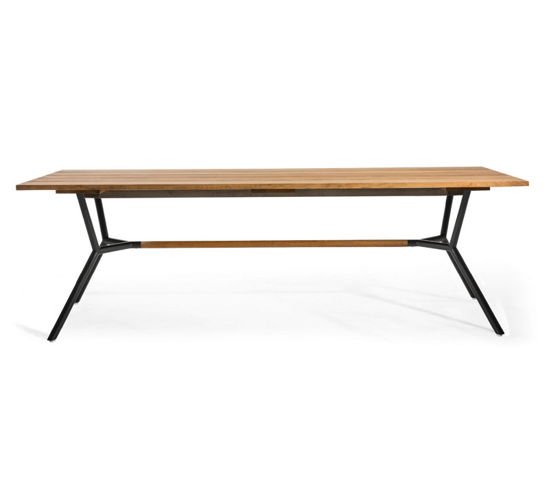 Reef Rectangular 29.5" Dining Table, Teak, Stainless Steel, 29.13" H x 70.88" W x 39.38" D