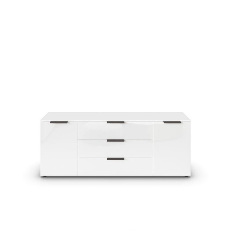 Flipp 3 - Drawer Chest of Drawers, Alpine White/Glass White/Graphite