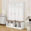 4-in-1 Hall Tree with 4 Hidden Hanging Hooks, Seating Bench and Doors-1856302558
